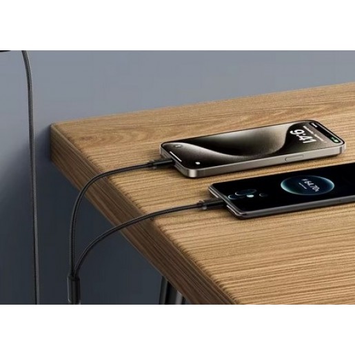 Кабель USB to Type-C + microUSB 2A Black