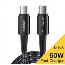 Кабель Essager USB Type-C to Type-C 60W (0.5м) Black