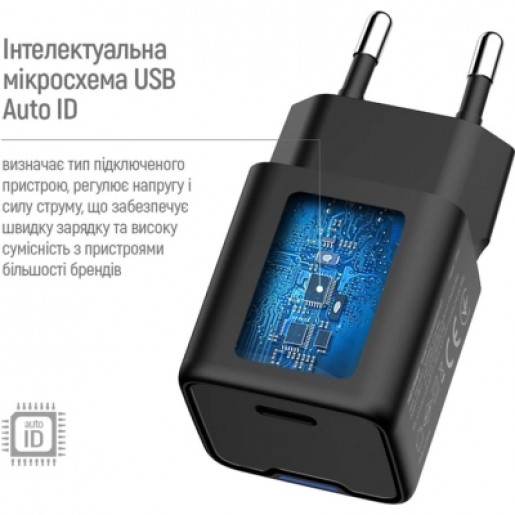 Зарядний пристрій ColorWay GaN Mini 25W (CW-CHS052PD-BK) PD Port PPS USB-C Black