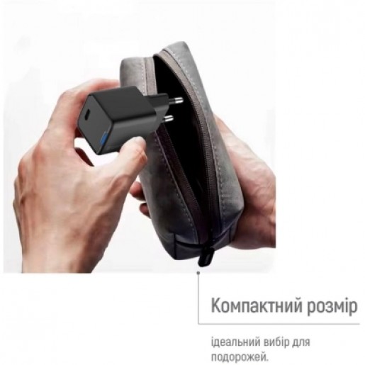 Зарядний пристрій ColorWay GaN Mini 25W (CW-CHS052PD-BK) PD Port PPS USB-C Black