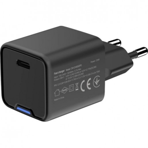 Зарядний пристрій ColorWay GaN Mini 25W (CW-CHS052PD-BK) PD Port PPS USB-C Black