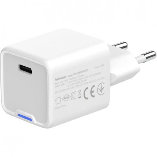 Зарядний пристрій ColorWay GaN Mini 25W (CW-CHS052PD-WT) PD Port PPS USB-C White