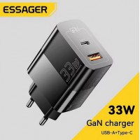 Зарядний пристрій Essager GaN 33W PD+QC 3.0 Black