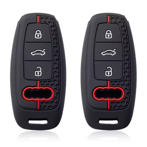 Силіконовий чохол для брелка Audi A3 A4 A6 A7 A8, 3 кнопки Black