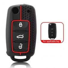 Силіконовий чохол для брелка Volkswagen, Skoda, Seat 3 кнопки Black