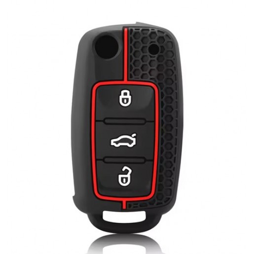 Силіконовий чохол для брелка Volkswagen, Skoda, Seat 3 кнопки Black