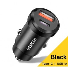 Автомобільний зарядний пристрій Essager в прикурювач 30W Black