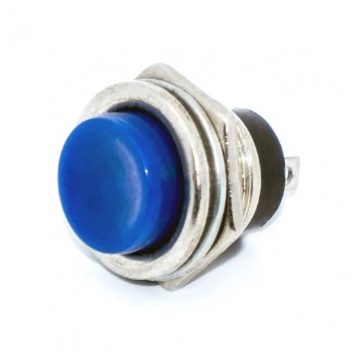 Кнопка без фіксації 12V на замикання, 2A, 2pin, Blue