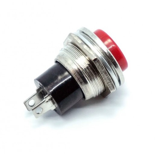 Кнопка без фіксації 12V на замикання, 2A, 2pin, Red