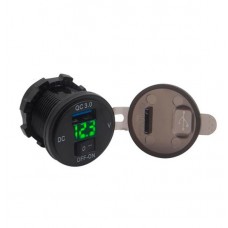 Автомобільний зарядний пристрій USB 12-24V QC3.0 LED Green