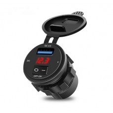 Автомобільний зарядний пристрій USB 12-24V QC3.0 LED Red