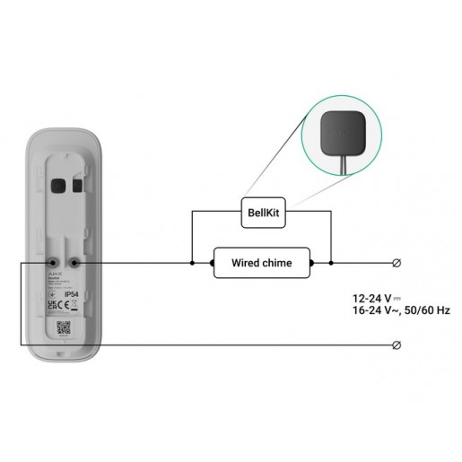 Адаптер Ajax BellKit для під'єднання DoorBell до дротового механічного або цифрового дзвінка