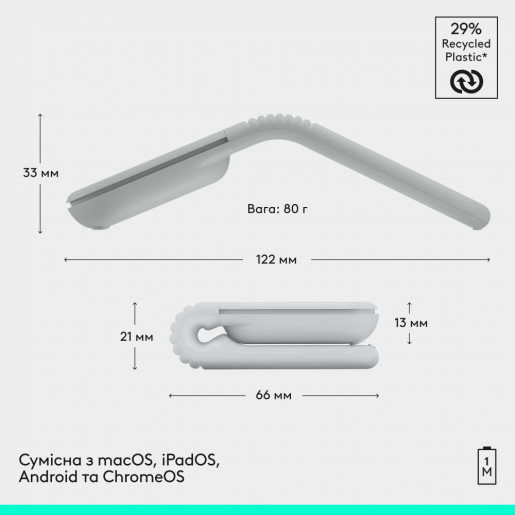 Маніпулятор Logitech Mobi Fold Bluetooth Off-White (910-007631)