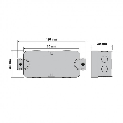 Розподільча коробка СКІМ K45B (85х43х39мм) чорна IP44 (B1102005)