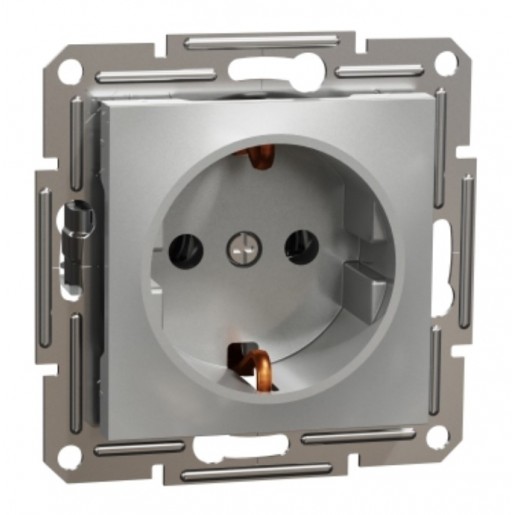Розетка Schneider Electric Asfora (EPH2900161) 1-а, з/з, алюмінй