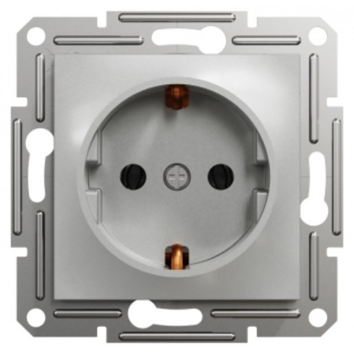 Розетка Schneider Electric Asfora (EPH2900161) 1-а, з/з, алюмінй