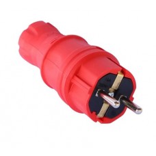 Вилка штепсельна Mutlusan 220В, з/з, 16A, каучукова, червона