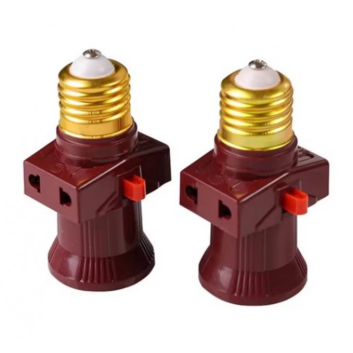 Перехідник з цоколя E27 на 2xUS/EU розетку з вимикачем