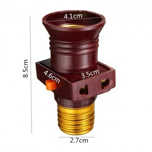 Перехідник з цоколя E27 на 2xUS/EU розетку з вимикачем