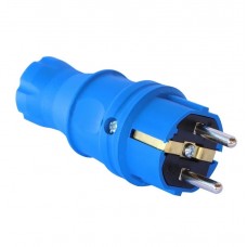 Вилка штепсельна Mutlusan 220В, з/з, 16A, каучукова, синій