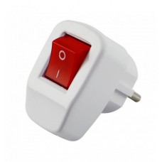 Вилка штепсельна з кнопкою 220В, з/з, 16A, кутова, білий