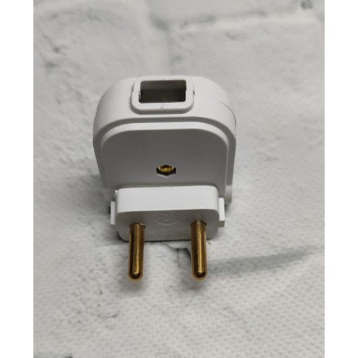 Вилка електрична, поворотна 220В, б/з, 16A, білий