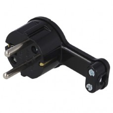 Вилка штепсельна Timex 220В, з/з, 16A, кутова, чорний