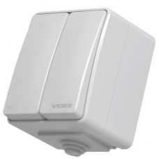 Вимикач Videx BINERA, 2-кл, IP65, зовнішній, сірий