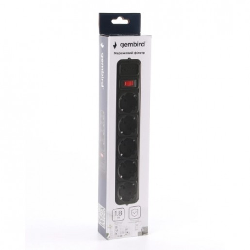 Мережевий фільтр Gembird SPG5-G-6B, 5 роз. 1.8 м, RTL