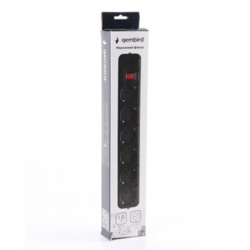 Мережевий фільтр Gembird SPG6-G-6B, 6 роз. 1.8 м, RTL