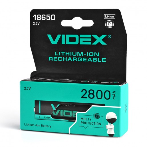 Акумулятор Videx Li-ion 18650 (захист) 2800 mAh