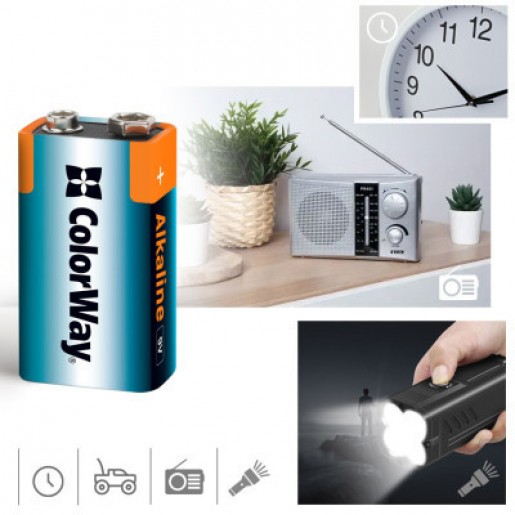 Батарейка ColorWay 6LR61-9V Alkaline Power