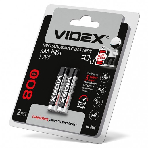 Акумулятори Videx AAA/HR03 800mAh double blister/2шт