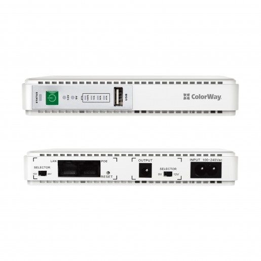 Джерело безперебійного живлення ColorWay UPS для роутера 8800mAh 21W DC 5V/9V/12V/24V (CW-PB088LI1WT)