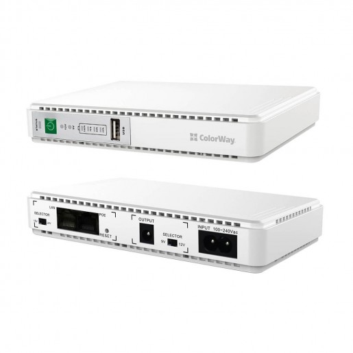 Джерело безперебійного живлення ColorWay UPS для роутера 8800mAh 21W DC 5V/9V/12V/24V (CW-PB088LI1WT)