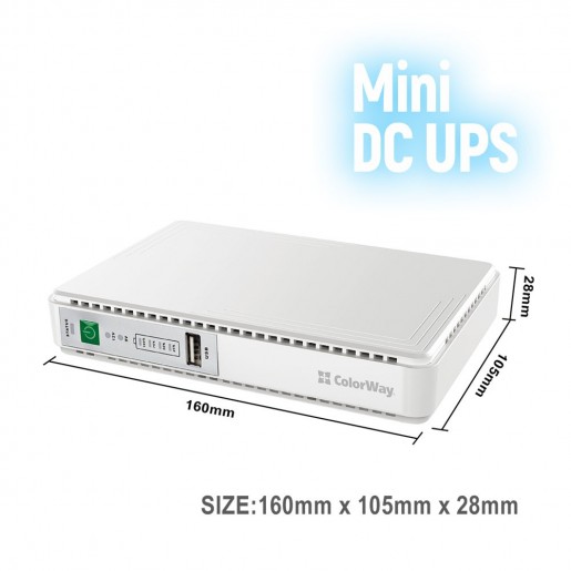 Джерело безперебійного живлення ColorWay UPS для роутера 8800mAh 21W DC 5V/9V/12V/24V (CW-PB088LI1WT)