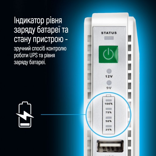 Джерело безперебійного живлення ColorWay UPS для роутера 8800mAh 21W DC 5V/9V/12V/24V (CW-PB088LI1WT)