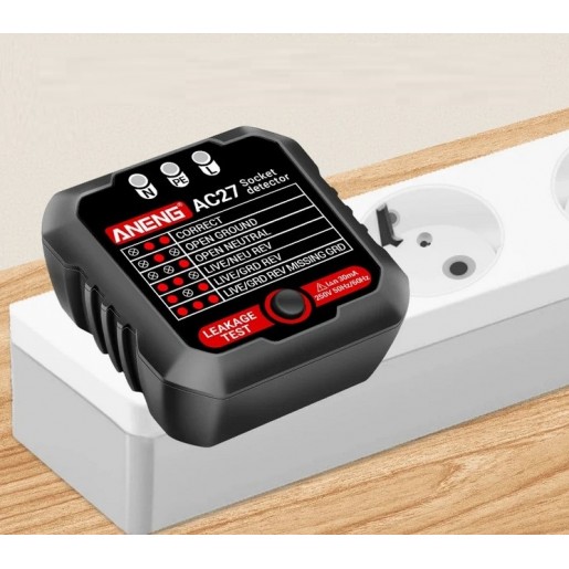 Тестер розеток цифровий AC27 (220V) Black