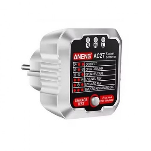 Тестер розеток цифровий AC27 (220V) White