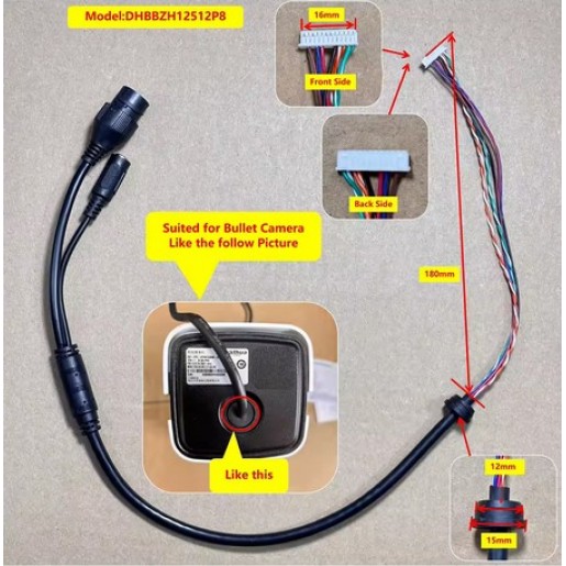 PoE кабель для IP камери з роз'ємами та гермоковпачком, 8-жильний, чорний