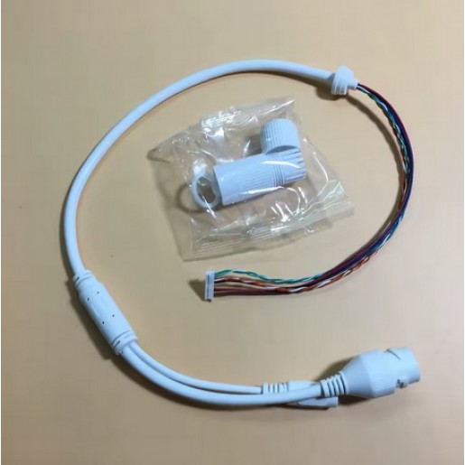 PoE кабель для IP камери з роз'ємами та гермоковпачком, 8-жильний, білий