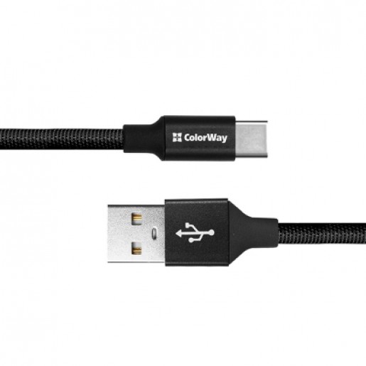 Кабель USB 2.0 to Type-C ColorWay 0,25m Black