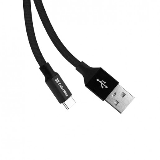 Кабель USB 2.0 to Type-C ColorWay 0,25m Black