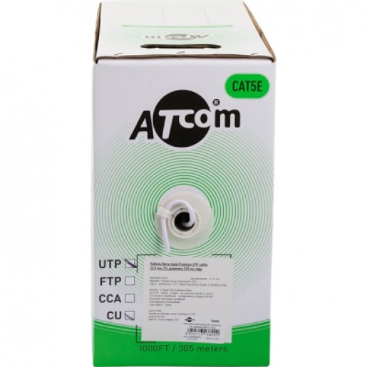 Кабель Atcom Premium (3800) Cat.5e UTP 0.50mm CU