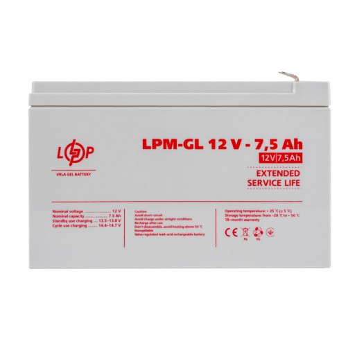 Акумуляторна батарея 7.5 Ah/12V LogicPower LPM-GL (6562)