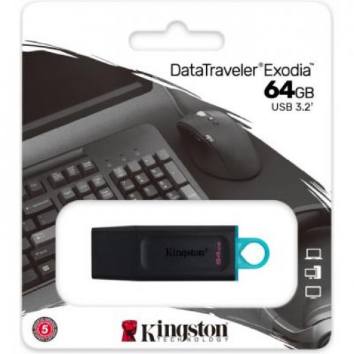 USB флеш накопичувач 64GB Kingston DataTraveler Exodia Black/Teal USB 3.2 (DTX/64GB)